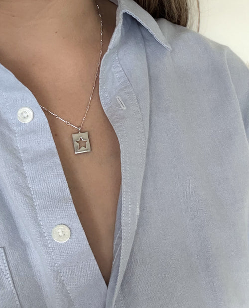 Star Cutout Necklace in Silver