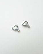 Pearl Heart Posts in Silver