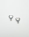Pearl Heart Posts in Silver