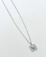 Square Heart Necklace in Silver